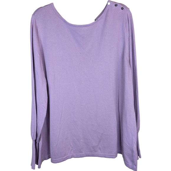 Chaps Women's Long Sleeve Sweater, Lavender, Scoop Neck, Size 2X, Button Detail - Picture 1 of 7
